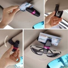 KanguruMarkt® Araç İçi Güneşliğe Takılan 2'li Gözlük,Kart,Para Takmalık Aparat