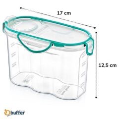 KanguruMarkt® Kilitli Kapaklı Contalı Hava,Su Sıvı Geçirmez 1,2 Litre Erzak Saklama Kabı-SA580