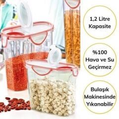Kilitli Kapaklı 1,2 Litre Erzak Saklama Kabı