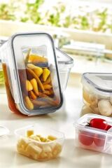 4lü İç İçe Sızdırmaz Contalı Kilitli Kapaklı Plastik Erzak Saklama Kapları