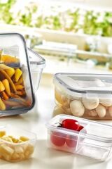 KanguruMarkt® 2 Bölmeli Sızdırmaz Contalı Kilitli Kapaklı 1 Litre Erzak Saklama Kabı -LC505