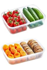 KanguruMarkt® 2 Bölmeli Sızdırmaz Contalı Kilitli Kapaklı 1 Litre Erzak Saklama Kabı -LC505