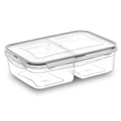 2 Bölmeli Sızdırmaz Contalı Kilitli Kapaklı 1 Litre Saklama Kabı