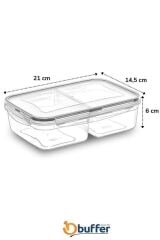 KanguruMarkt® 2 Bölmeli Sızdırmaz Contalı Kilitli Kapaklı 1 Litre Erzak Saklama Kabı -LC505