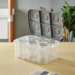 KanguruMarkt® 6 lı Çay Bardağı Taşıma ve Saklama Kutusu Piknik Tipi Bardak Kırılma Önleyici