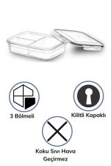 KanguruMarkt® 3 Bölmeli Kilitli Kapaklı 1 Litre Erzak Saklama Kabı LC-510