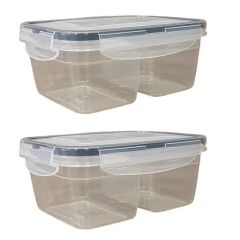 2 Bölmeli Kilitli Kapaklı Erzak Saklama Kabı