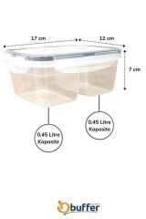 2 Bölmeli Kilitli Kapaklı Erzak Saklama Kabı