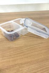 KanguruMarkt® 2 Bölmeli 0,45+0,45 Litre Kilitli Kapaklı Erzak Saklama Kabı LC-524