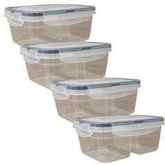 KanguruMarkt® 2 Bölmeli 0,45+0,45 Litre Kilitli Kapaklı Erzak Saklama Kabı LC-524