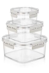 3'lü Pratik Silikon Contalı Sızdırmaz Kapaklı Saklama Kapları