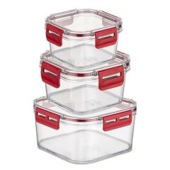 3'lü Pratik Silikon Contalı Sızdırmaz Kapaklı Saklama Kapları