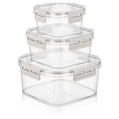 3'lü Pratik Silikon Contalı Sızdırmaz Kapaklı Saklama Kapları