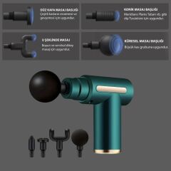 KanguruMarkt®  4 Masaj Başlıklı Titreşim, Şarj Edilebilir Küçük Masaj Aleti,Masaj Tabancası