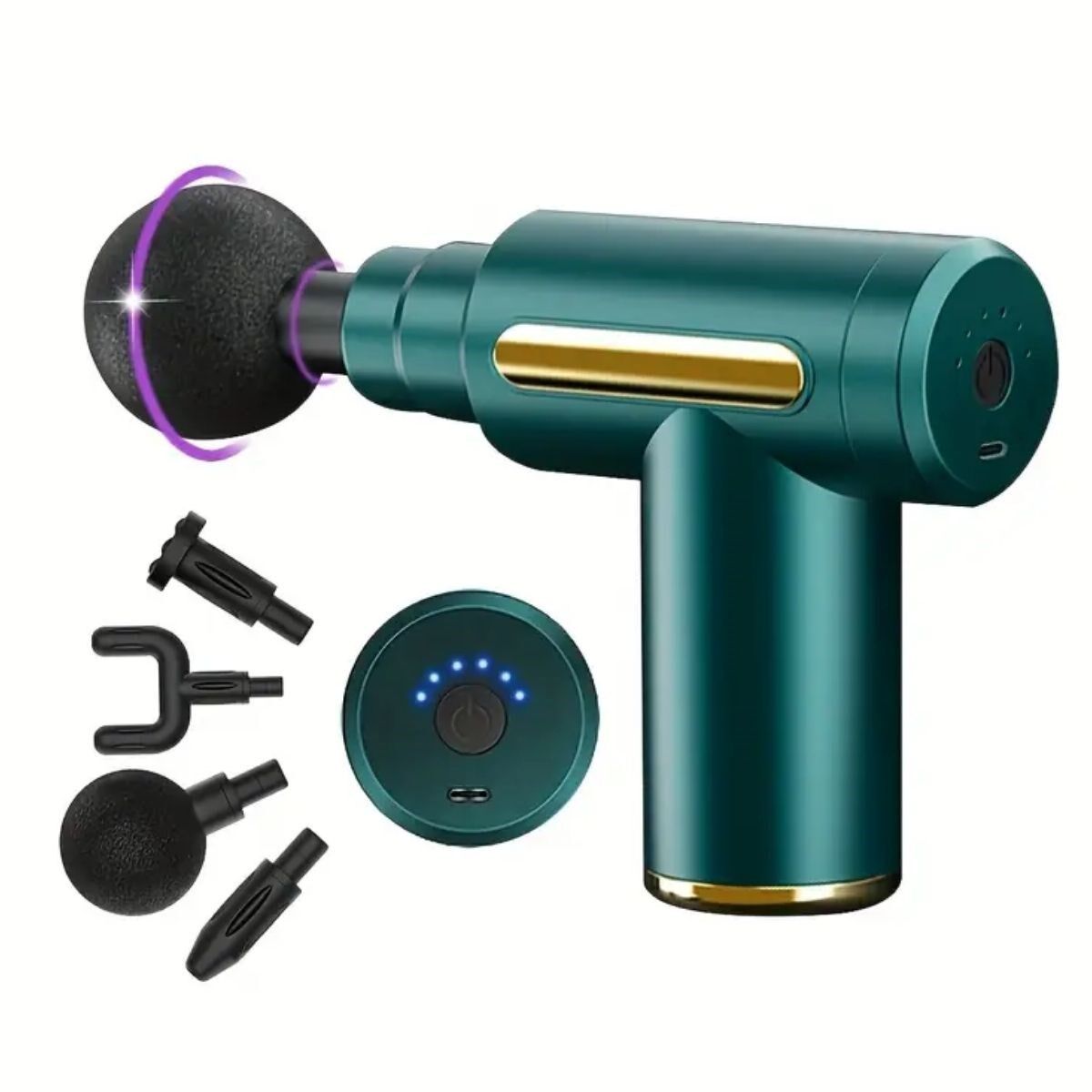 KanguruMarkt®  4 Masaj Başlıklı Titreşim, Şarj Edilebilir Küçük Masaj Aleti,Masaj Tabancası