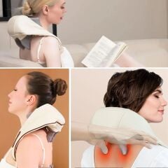 KanguruMarkt® Elektrikli Boyun ve Sırt Masaj Aleti Kablosuz Boyun ve Omuz Yoğurma Masaj Yastığı