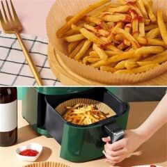KanguruMarkt® 50 Adet Air Fryer Pişirme Kağıdı Tek Kullanımlık Hava Fritöz Yağ Geçirmez Yapışmaz Tabak Model