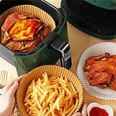 KanguruMarkt® 50 Adet Air Fryer Pişirme Kağıdı Tek Kullanımlık Hava Fritöz Yağ Geçirmez Yapışmaz Tabak Model