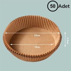 KanguruMarkt® 50 Adet Air Fryer Pişirme Kağıdı Tek Kullanımlık Hava Fritöz Yağ Geçirmez Yapışmaz Tabak Model