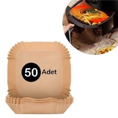 KanguruMarkt® 50 Adet Air Fryer Pişirme Kağıdı Tek Kullanımlık Hava Fritöz Yağ Geçirmez Yapışmaz Kare Tabak Model