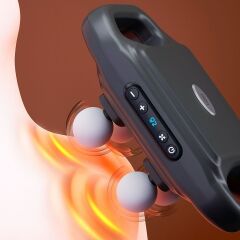 KanguruMarkt® 4 Başlıklı Masaj Tabancası – 12W Derin Doku & Kas Ağrısı Giderici, 20 Seviye & 6 Mod - Siyah