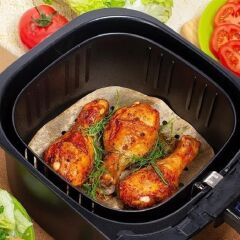 KanguruMarkt® 50 Adet Air Fryer Pişirme Kağıdı Tek Kullanımlık Hava Fritöz Yapışmaz Yağlı Kağıt Delikli Model