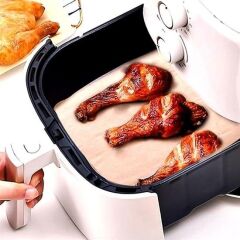KanguruMarkt® 100 Adet Air Fryer Pişirme Kağıdı Tek Kullanımlık Yağ Su Geçirmez Yapışmaz Deliksiz Düz Kare Model