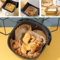 KanguruMarkt® 50 Adet Air Fryer Pişirme Kağıdı Tek Kullanımlık 23 Cm Kare Pişirme Kağıdı XXL