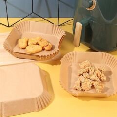 KanguruMarkt® 50 Adet Air Fryer Pişirme Kağıdı Tek Kullanımlık Yağ Geçirmez Yapışmaz Kare Tabak Model PVC