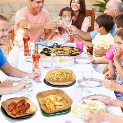 KanguruMarkt® 50 Adet Air Fryer Pişirme Kağıdı Tek Kullanımlık Yağ Geçirmez Yapışmaz Kare Tabak Model PVC