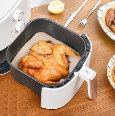KanguruMarkt® 250 Adet Air Fryer Pişirme Kağıdı Tek Kullanımlık Hava Fritöz Yağ Geçirmez Yapışmaz Gıda Pişirme Kağıdı Delikli Kare Model