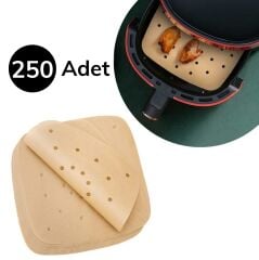 KanguruMarkt® 250 Adet Air Fryer Pişirme Kağıdı Tek Kullanımlık Hava Fritöz Yağ Geçirmez Yapışmaz Gıda Pişirme Kağıdı Delikli Kare Model