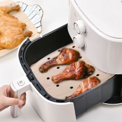 KanguruMarkt® 250 Adet Air Fryer Pişirme Kağıdı Tek Kullanımlık Hava Fritöz Yağ Geçirmez Yapışmaz Gıda Pişirme Kağıdı Delikli Kare Model