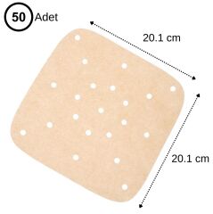 KanguruMarkt® 250 Adet Air Fryer Pişirme Kağıdı Tek Kullanımlık Hava Fritöz Yağ Geçirmez Yapışmaz Gıda Pişirme Kağıdı Delikli Kare Model