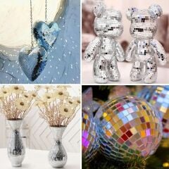 KanguruMarkt® 1 Metre Uzunluğunda Gümüş Renk Aynalı Mozaik Taşlı Dekor Bandı 4 cm x 1 mt