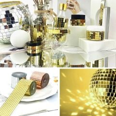 KanguruMarkt® 1 Metre Uzunluğunda Gold Renk Aynalı Mozaik Taşlı Dekor Bandı 4 cm x 1 mt