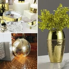 KanguruMarkt® 1 Metre Uzunluğunda Gold Renk Aynalı Mozaik Taşlı Dekor Bandı 4 cm x 1 mt