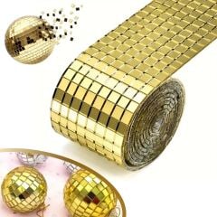 KanguruMarkt® 1 Metre Uzunluğunda Gold Renk Aynalı Mozaik Taşlı Dekor Bandı 4 cm x 1 mt