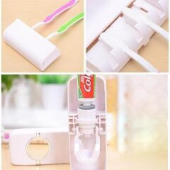 KanguruMarkt® Otomatik Diş Macunu Sıkacağı ve 5 Adet Diş Fırası Tutacağı Diş Fırçalığı