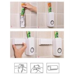 KanguruMarkt® Otomatik Diş Macunu Sıkacağı ve 5 Adet Diş Fırası Tutacağı Diş Fırçalığı