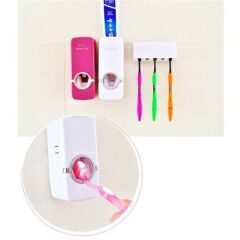 KanguruMarkt® Otomatik Diş Macunu Sıkacağı ve 5 Adet Diş Fırası Tutacağı Diş Fırçalığı