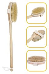 KanguruMarkt® Doğal At Kılı Selülit Karşıtı Sapı Çıkabilen Ahşap Banyo Fırçası