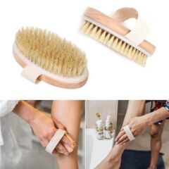 KanguruMarkt® Doğal At Kılı Selülit Karşıtı Sapı Çıkabilen Ahşap Banyo Fırçası