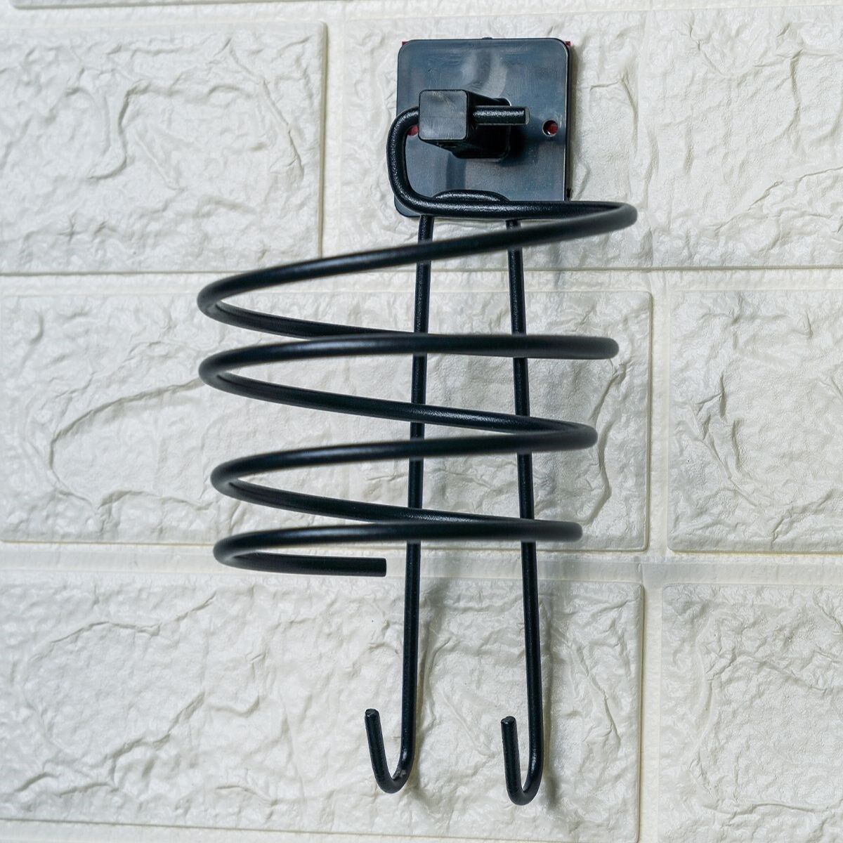 Kendiliğinden Yapışkanlı Siyah Paslanmaz Metal Fön Makinesi Askısı