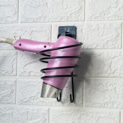 KanguruMarkt® Kendiliğinden Yapışkanlı Siyah Paslanmaz Metal Fön Makinesi Askısı Saç Kurutma Makinesi Tutacağı