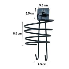 Kendiliğinden Yapışkanlı Siyah Paslanmaz Metal Fön Makinesi Askısı