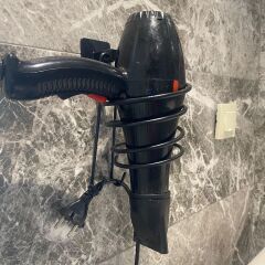 Kendiliğinden Yapışkanlı Siyah Paslanmaz Metal Fön Makinesi Askısı