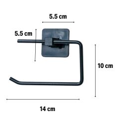 KanguruMarkt® Kendiliğinden Yapışkanlı Siyah Paslanmaz Metal Kapaksız Tuvalet Kağıtlığı Aparatı