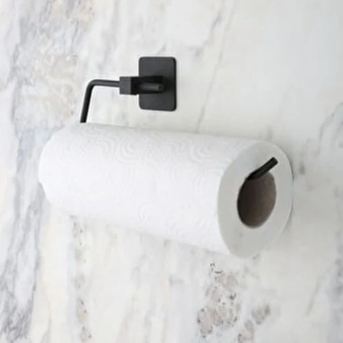 KanguruMarkt® Kendiliğinden Yapışkanlı Siyah Paslanmaz Metal Rulo Havluluk Aparat