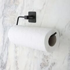 KanguruMarkt® Kendiliğinden Yapışkanlı Siyah Paslanmaz Metal Rulo Havluluk Aparat